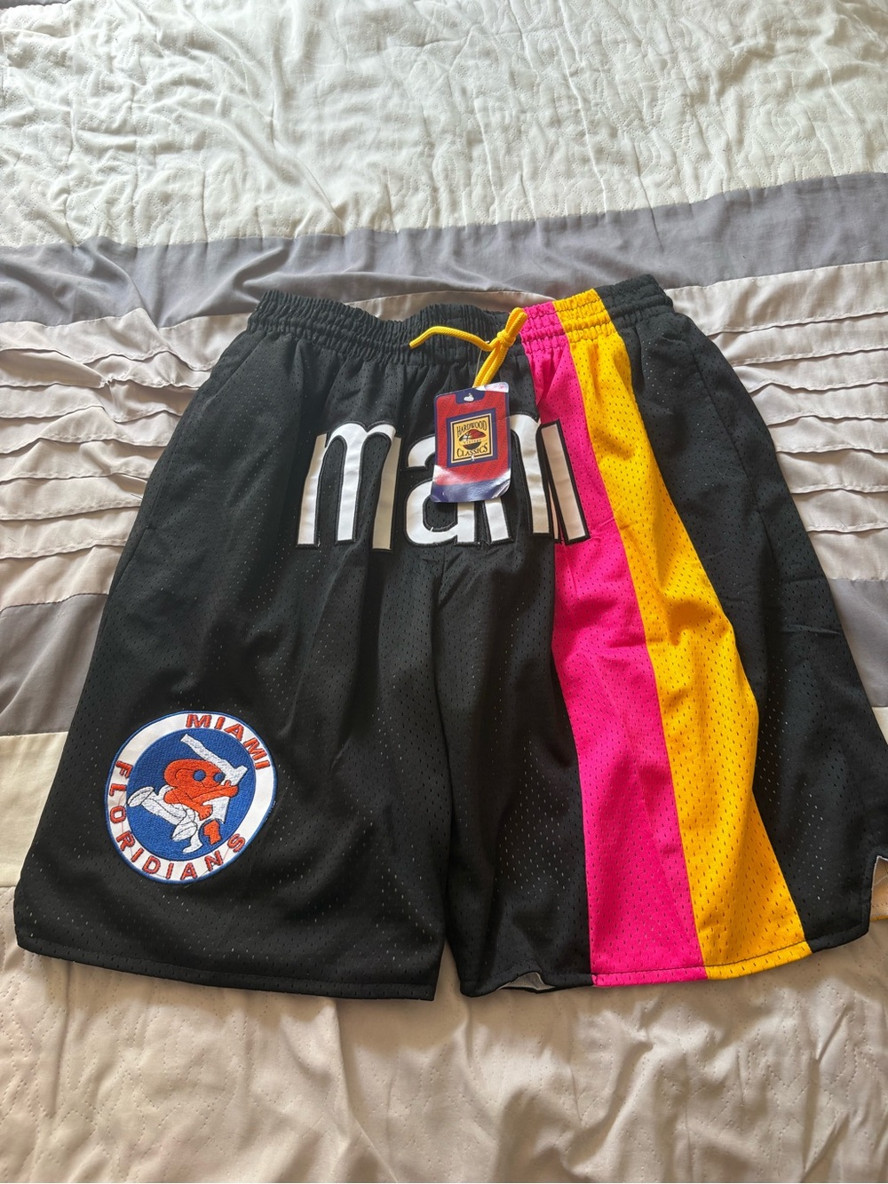 NWT Miami Floridians Black Vintage Mesh Shorts - Licensed Vintage ABA Shorts